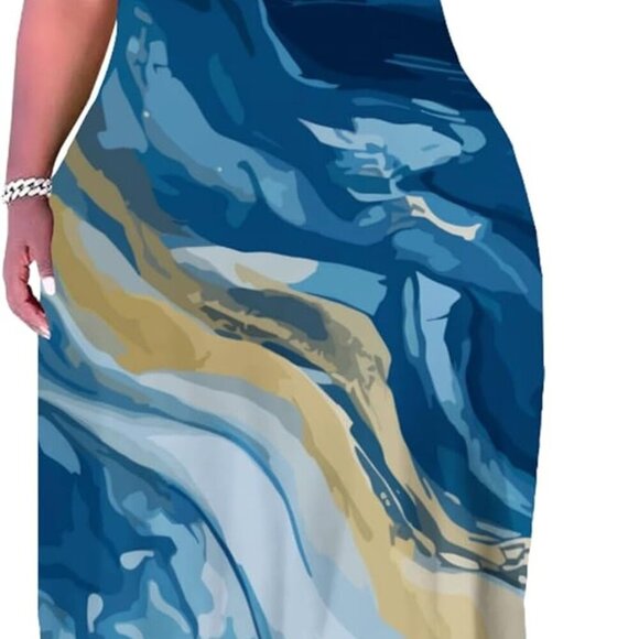 Plus Size Maxi Dress Women's Summer Casual Vivid Prints Oversized Relaxed - Picture 2 of 8